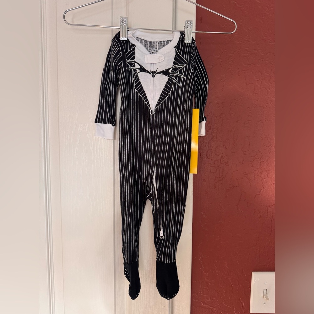 Disney Nightmare Before Christmas Jack Black and White Striped Kids Onesie